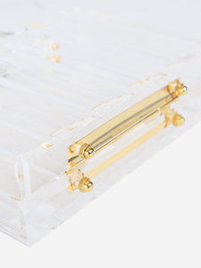 L'Afshar Clear lucite Pagoda top handle clutch