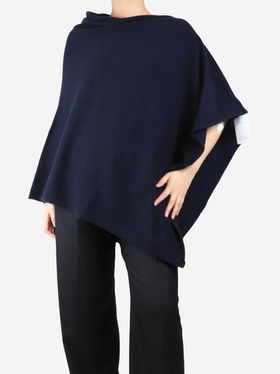 Navy blue cashmere poncho - One size Knitwear Crimson 