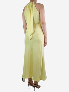 Galvan London Yellow halterneck maxi dress - size UK 12