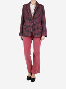Isabel Marant Etoile Purple checkered wool jacket - size UK 10