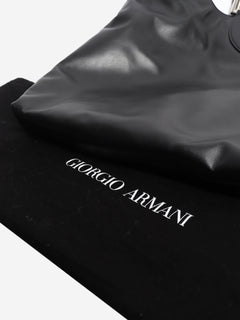 Black ring handle leather tote bag Top Handle Bags Giorgio Armani 