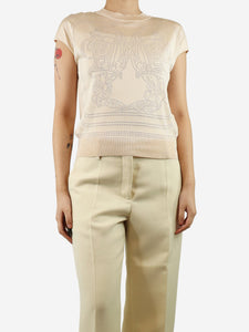 Hermes Cream sleeveless knit top - size UK 8