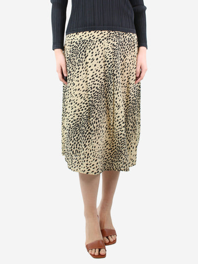 Beige cheetah print pleated skirt - size UK 8