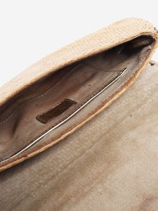 Anya Hindmarch Neutral raffia clutch bag with tassel