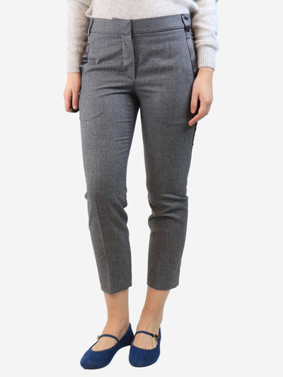 Grey satin-stripe wool trousers - size UK 10 Trousers Brunello Cucinelli 