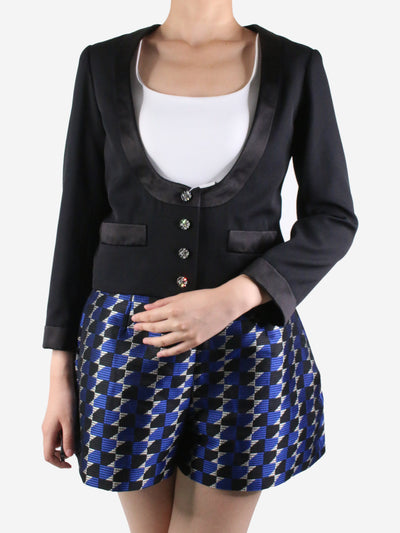 Black plunge-neck pocket blazer - size UK 8 Coats & Jackets Chanel 
