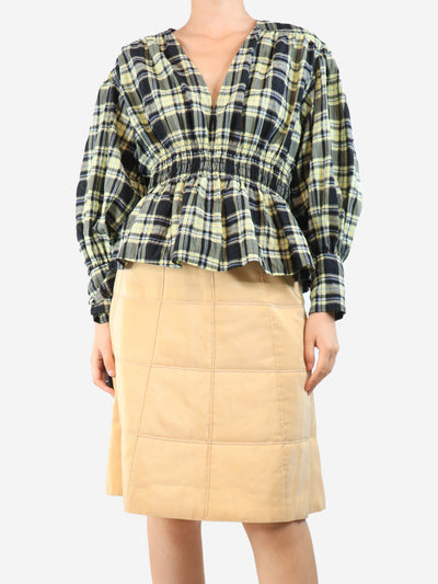 Black and yellow gingham top - size UK 8 Tops Ganni 