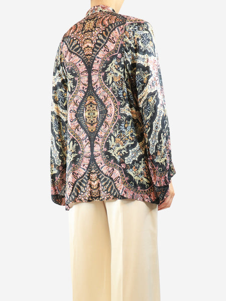 Black silk paisley blouse - size UK 8 alternate image