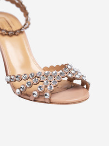 Aquazzura Pink crystal-embellished sandal heels - size EU 37