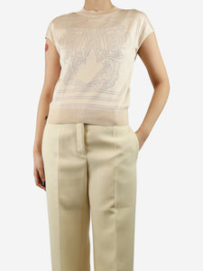 Hermes Cream sleeveless knit top - size UK 8