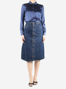 Chloe Blue button-up denim midi skirt - size UK 8