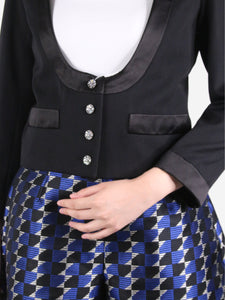 Chanel Black plunge-neck pocket blazer - size UK 8