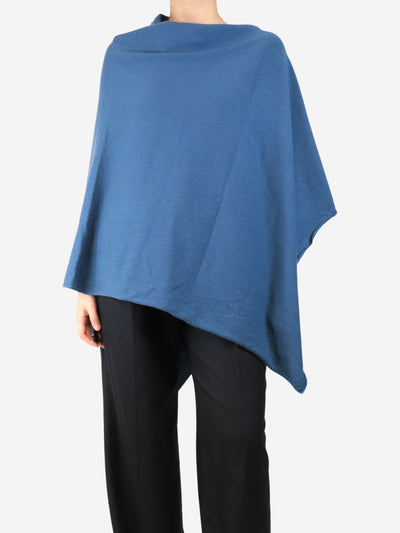 Blue cashmere poncho - One size Knitwear Crimson 