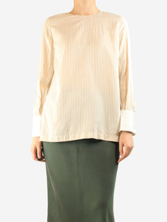 Neutral silk striped blouse - size S Tops Brunello Cucinelli 