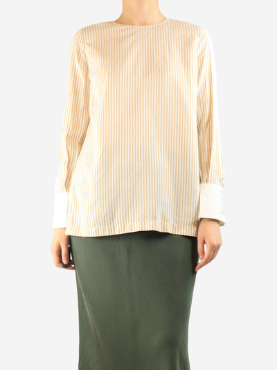 Neutral silk striped blouse - size S Tops Brunello Cucinelli 