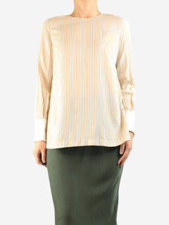 Neutral silk striped blouse - size S Tops Brunello Cucinelli 