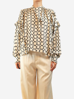 White and black silk printed shirt - size UK 10 Tops Isabel Marant 