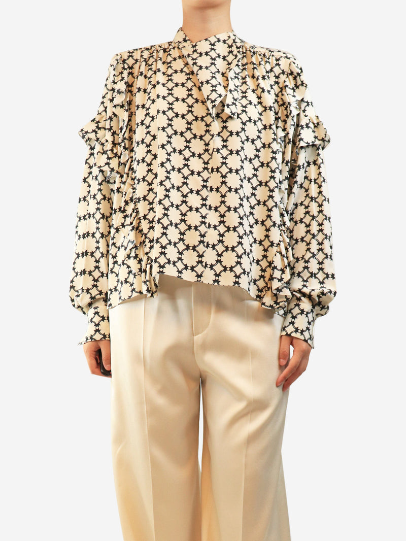 White and black silk printed shirt - size UK 10 Tops Isabel Marant 