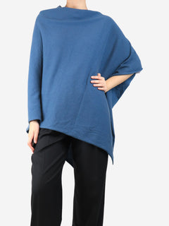 Blue cashmere poncho - One size Knitwear Crimson 
