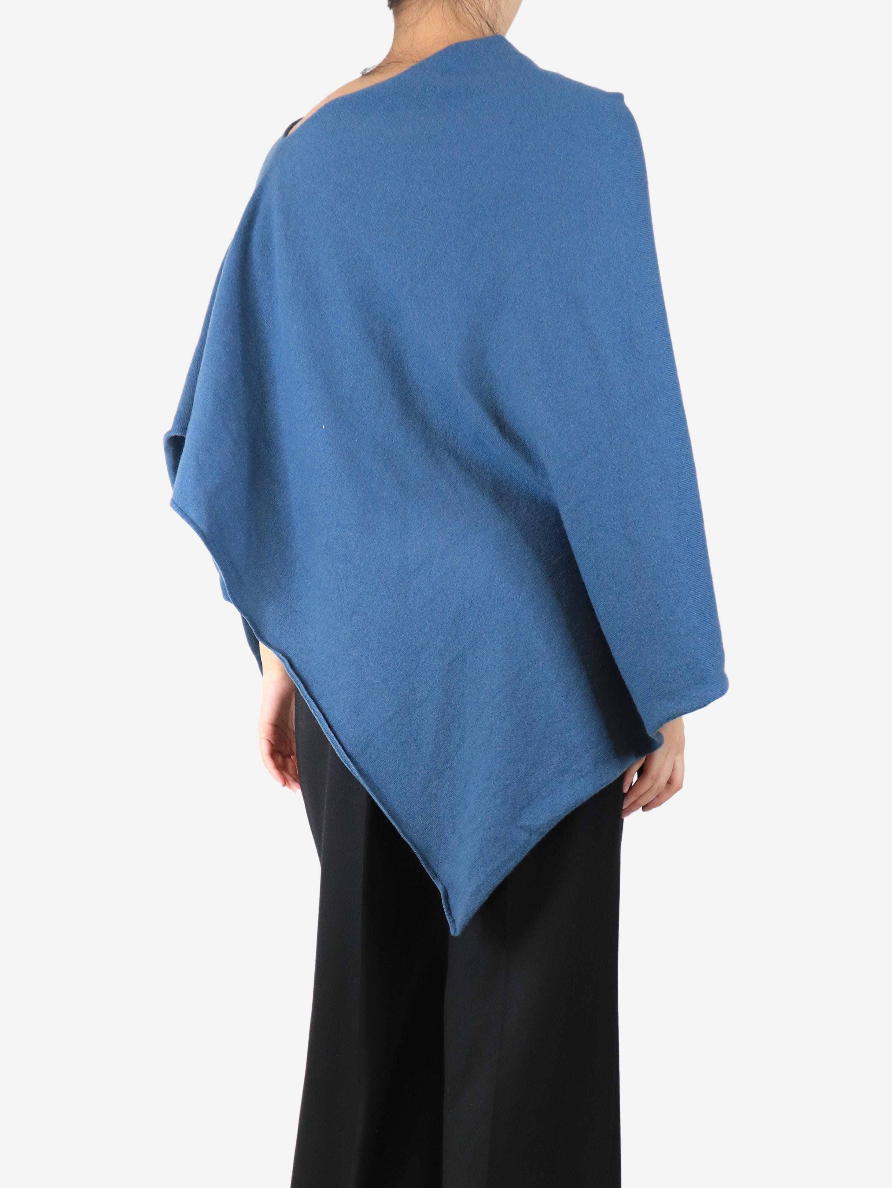 Blue cashmere poncho - One size Knitwear Crimson 