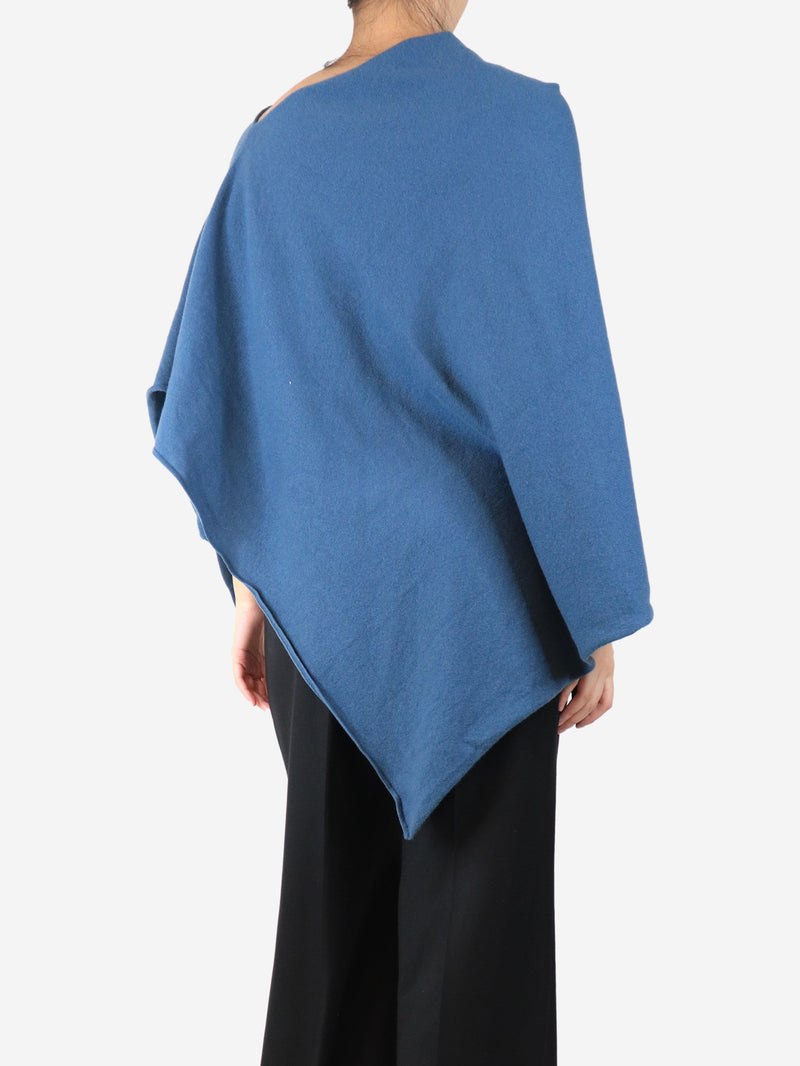 Blue cashmere poncho - One size Knitwear Crimson 
