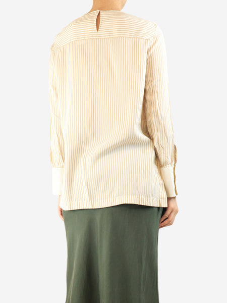 Neutral silk striped blouse - size S alternate image