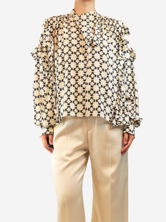 White and black silk printed shirt - size UK 10 Tops Isabel Marant 