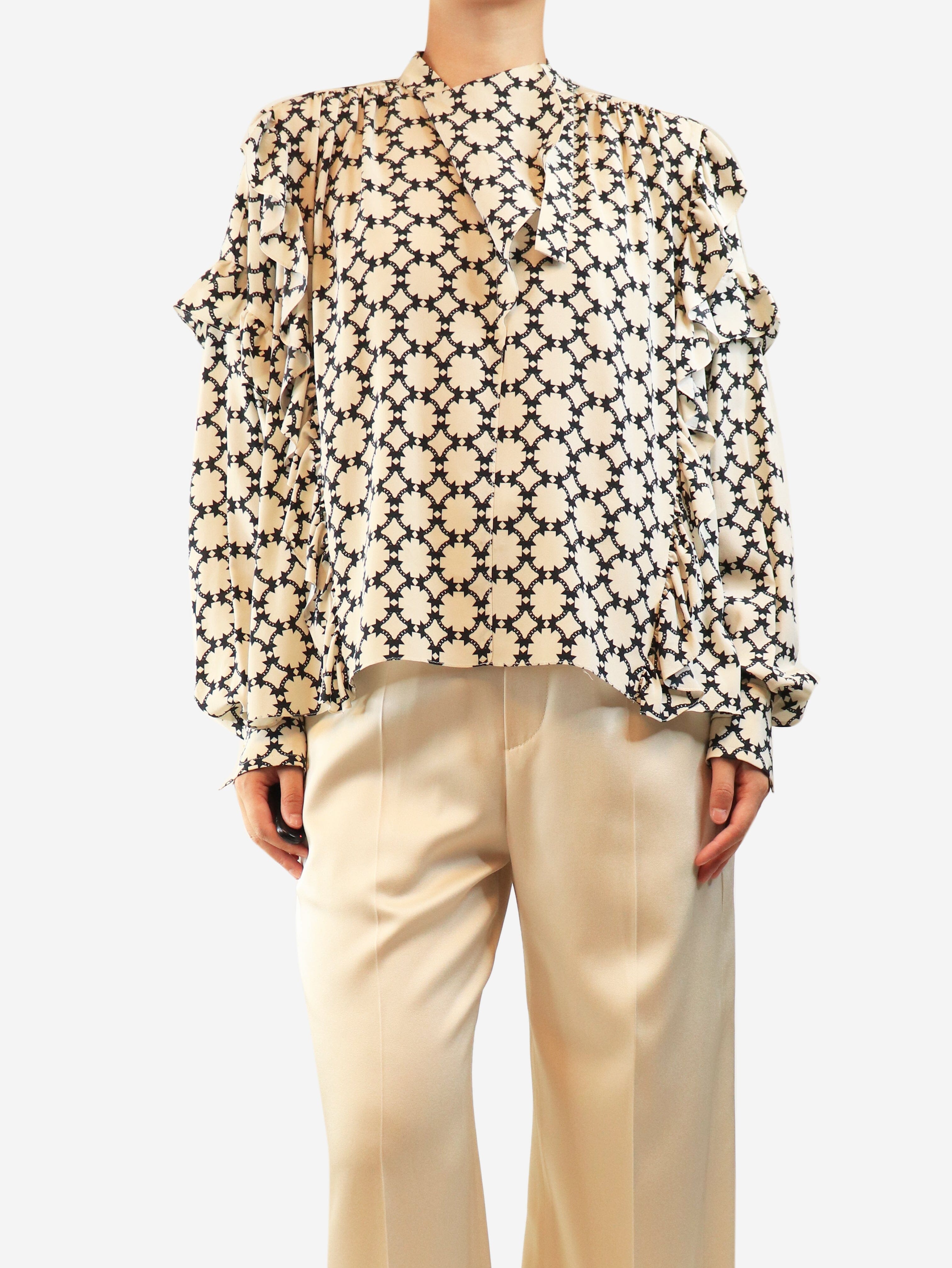 White and black silk printed shirt - size UK 10 Tops Isabel Marant 