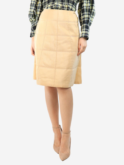 Light orange quilted A-line skirt - size UK 10 Skirts Chanel 