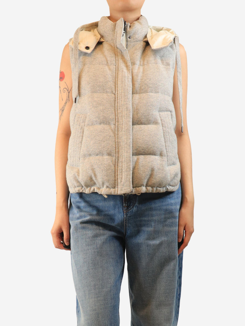 Grey reversible puffer gilet - size UK 10 Coats & Jackets Brunello Cucinelli 