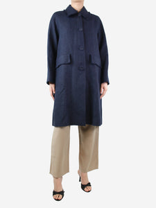 Officine Generale Blue linen buttoned coat - size UK 12