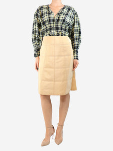 Chanel Light orange quilted A-line skirt - size UK 10