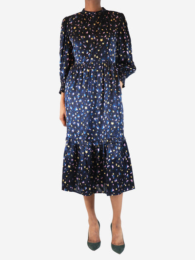 Navy hearts and stars midi dress - size UK 6 Dresses Wyse 