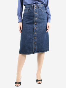 Chloe Blue button-up denim midi skirt - size UK 8