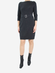 Chanel Grey wool-blend belted dress - size FR 40
