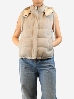 Grey reversible puffer gilet - size UK 10 Coats & Jackets Brunello Cucinelli 