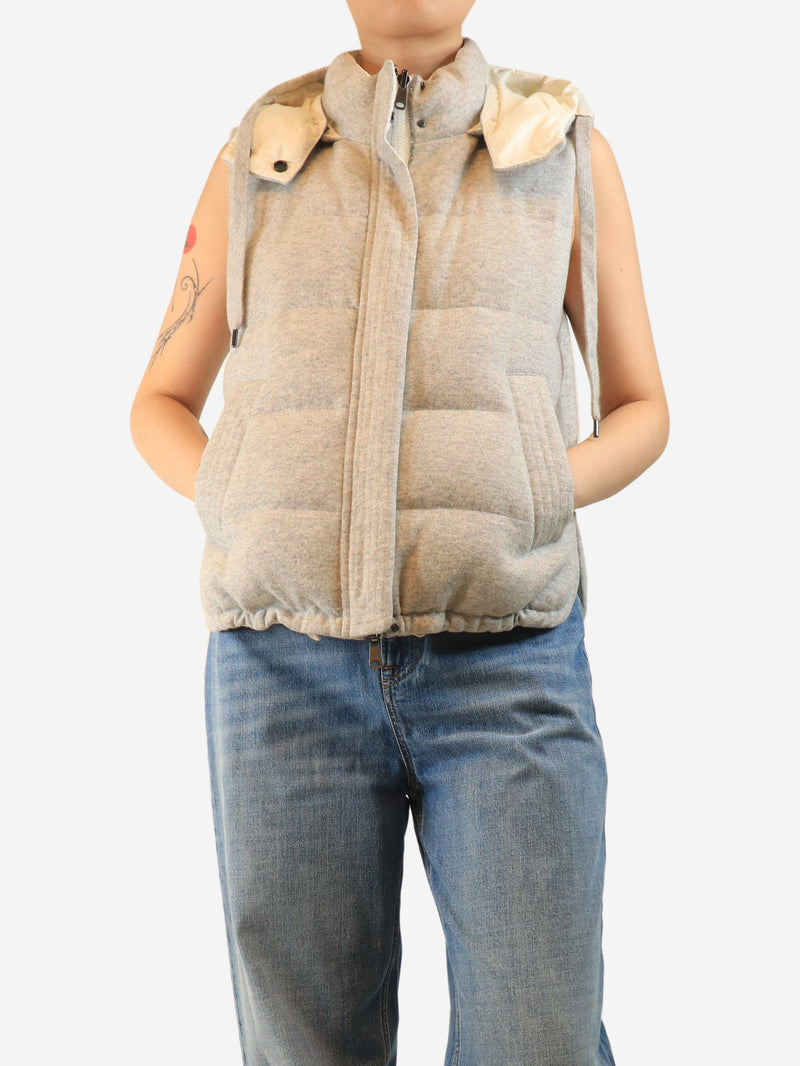 Grey reversible puffer gilet - size UK 10 Coats & Jackets Brunello Cucinelli 