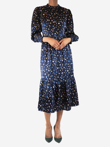 Wyse Navy hearts and stars midi dress - size UK 6
