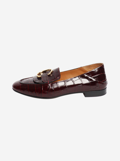 Maroon reptile effect leather loafers - size EU 39 (UK 6) Shoes Chloe 