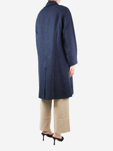 Officine Generale Blue linen buttoned coat - size UK 12