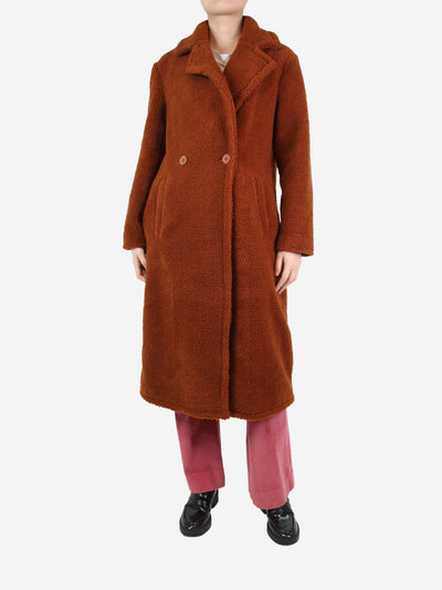 Rust brown teddy fleece coat - size UK 8 Coats & Jackets Maje 