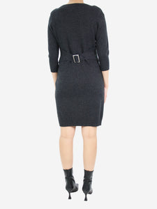 Chanel Grey wool-blend belted dress - size FR 40