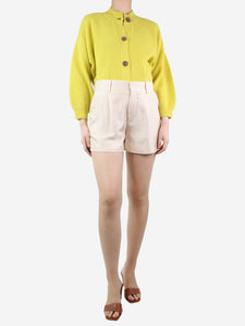 Chloe Cream silk patterned shorts - size UK 10