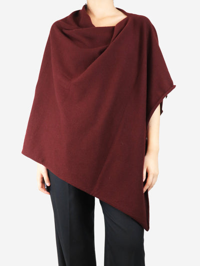 Burgundy cashmere poncho - One size Knitwear Crimson 