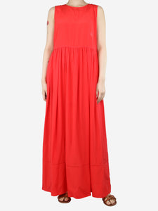 Jil Sander Red sleeveless silk maxi dress - size UK 10