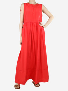 Jil Sander Red sleeveless silk maxi dress - size UK 10