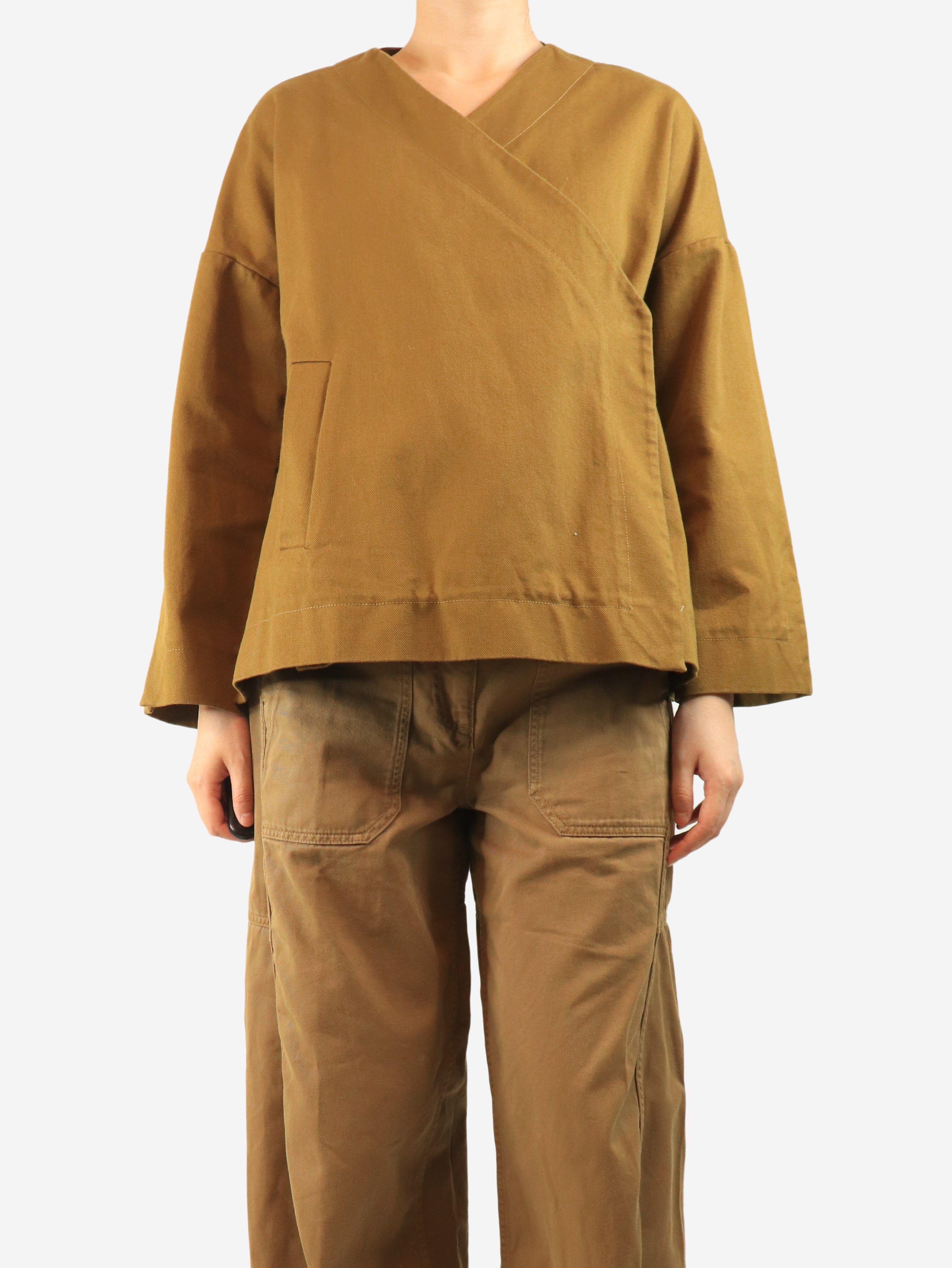 Khaki cotton wrap jacket - size UK 12 Coats & Jackets Studio Nicholson 