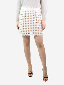 Chloe Cream pleated cutout skirt - size UK 10
