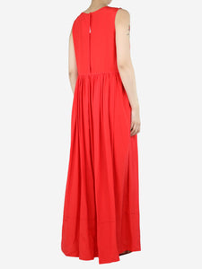 Jil Sander Red sleeveless silk maxi dress - size UK 10