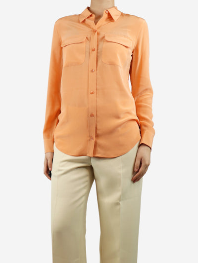 Orange silk shirt blouse - size S Tops Equipment Femme 